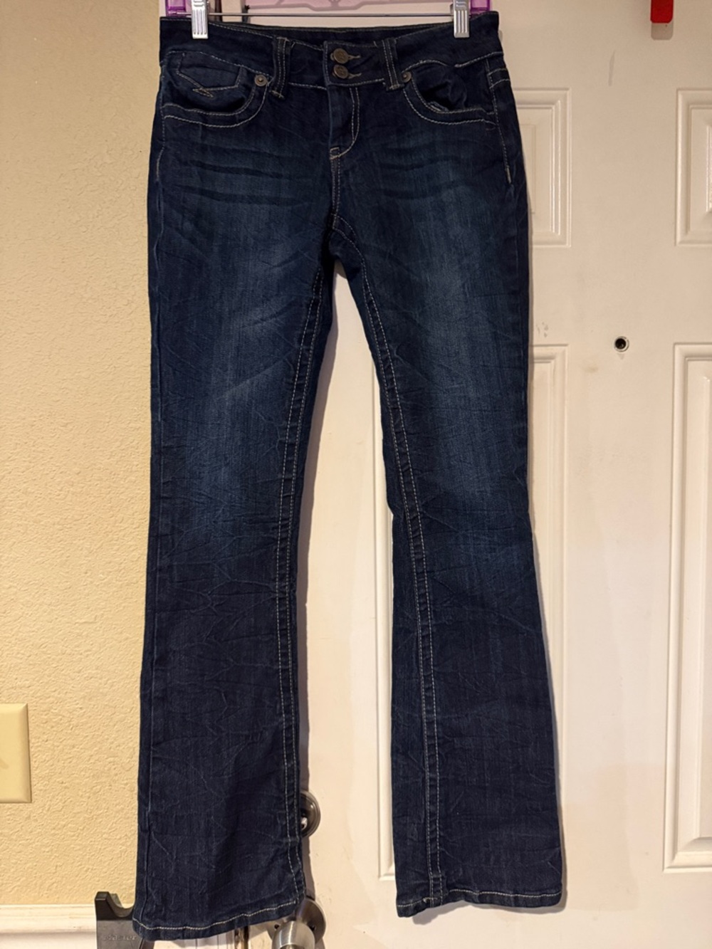 Vanilla Star Dark Blue Wide Leg Flare Jeans